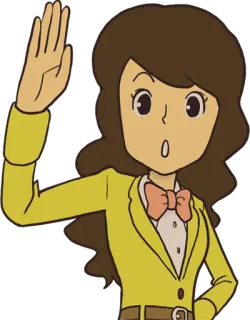 🙋‍♀️ desenho animado, mulher, mão levantada, morena, jaqueta telegram sticker