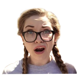 😱 femme, personne, visage, portrait, lunettes, expression, nattes telegram sticker