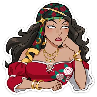 😑 woman, illustration, cartoon, esmeralda, disney, attitude, sarcastic, headband telegram sticker
