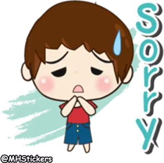 😓 Sorry 对不起, 道歉, 卡通, 难过, 后悔, 可爱, 动漫 telegram sticker