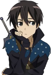 😕 Kirito Sword Art Online anime, kirito, sword art online, character, japanese animation telegram sticker