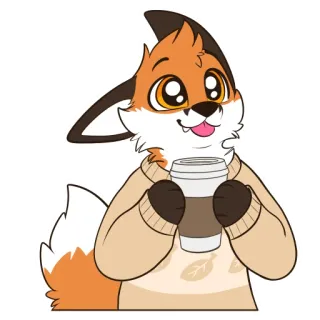 ☕️ raposa, animal, café, fofo, suéter, outono whatsapp sticker