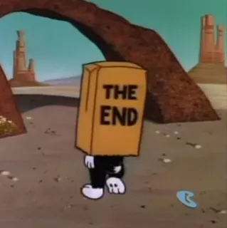 🧃 THE END Dessin animé, Fin, La fin, Personnage, Désert, Sac en papier telegram sticker