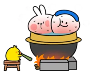 ♥️ cartoon, animals, pot, fire, cooking, cute telegram sticker