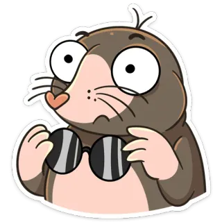 😳 モグラ, 漫画, 動物, メガネ, 面白い, かわいい telegram sticker