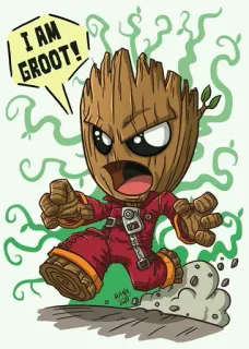 🌴 Groot Guardians of the Galaxy I AM GROOT! Groot, Marvel, Vệ Binh Dải Ngân Hà, Nhân vật, Cây, Siêu anh hùng telegram sticker