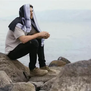📎 man, sitting, sea, rocks, thoughtful, person, outdoors telegram sticker