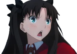 😳 Rin Tohsaka Fate/stay night anime, manga, cartoon, girl, reaction, tsundere telegram sticker