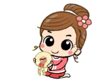 🏵 desenho animado, flor, menina, fofo, ilustração telegram sticker