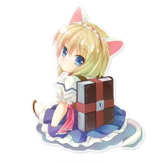 😽 Anime, Katzenmädchen, Chibi, Süß, Manga, Kawaii, Buch, Fantasy telegram sticker