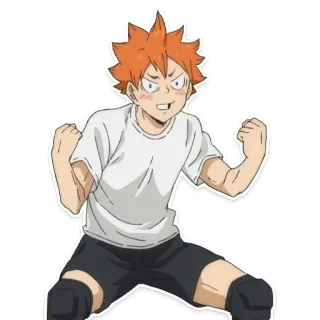 🥳 Hinata Shoyo Haikyuu Аниме, Спорт, Волейбол, Сёнен, Восторженный telegram sticker