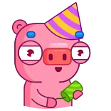🥳 pig, cartoon, animal, party, celebration, cute whatsapp sticker