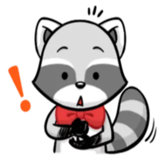 ❗️ енот, внимание, удивлён, восклицание, мультфильм telegram sticker
