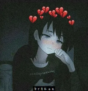 😭 xxxdepression Anime, Depresi, Patah hati, Sedih, Sakit hati, Emosional telegram sticker