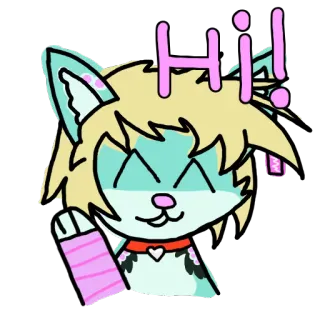 💖 Hi! kot, zwierzę, powitanie, kreskówka, słodki whatsapp sticker