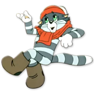 😸 cat, cartoon, striped, scarf, hat whatsapp sticker