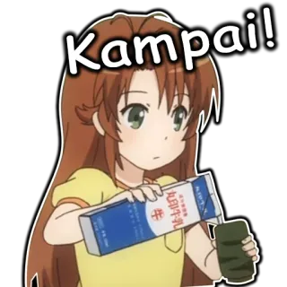 🥴 Kampai! Anime, Gadis, Minuman, Bersulang, Senang, Kampai telegram sticker