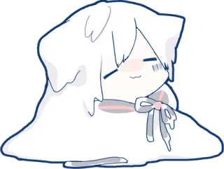 😗 ブロブ, かわいい, アニメ, 白, 可愛い, リボン whatsapp sticker