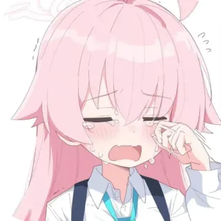 ❤ アニメガール, 泣く, 悲しい, 涙, ピンク髪, エモい telegram sticker