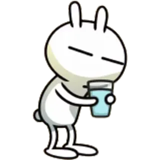🥛 conejo, bebiendo, dibujos animados, lindo, blanco, bebida telegram sticker