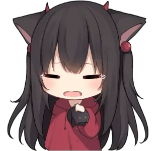 💸 Anime, Kawaii, Süß, Katzenmädchen, Chibi, Weinend, Traurig telegram sticker