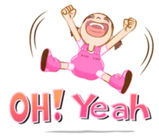 ✌ OH! Yeah celebración, entusiasmo, emoción, dibujos animados, sí telegram sticker