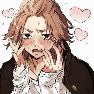😍 Аниме, Манга, Персонаж, Иллюстрация, Краснеет, Сердечки telegram sticker