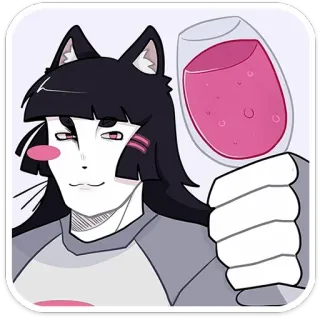 🍷 vino, catgirl, cartone animato, bevanda, anime whatsapp sticker