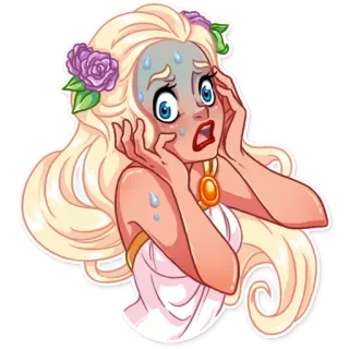 😱 Dibujo animado, Mujer, Asustada, Impactada, Emoción, Rubia, Pánico whatsapp sticker