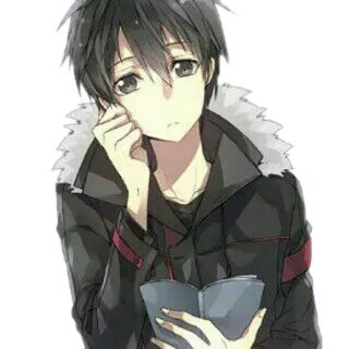 😕 Anime, Garçon, Lecture, Livre, Dessin animé telegram sticker