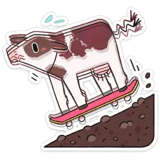 🛹 牛, スケートボード, 動物, スケート, 可愛い telegram sticker