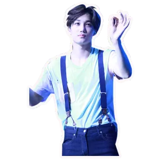 🕶 persona, uomo, bretelle, kpop, cantante, segno ok telegram sticker