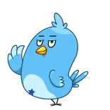 👋 burung, biru, kartun, melambai, karakter telegram sticker