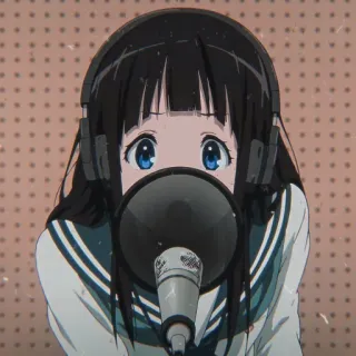 ☁ anime, micrófono, chica, música, grabación whatsapp sticker