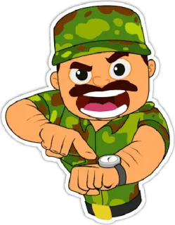 🇮🇳 militare, arrabbiato, uniforme, soldato, orologio telegram sticker