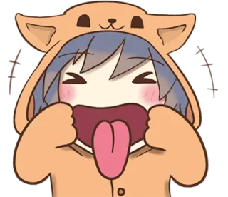 😝 anime, cute, dog, tongue, girl telegram sticker