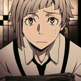 🗝 Atsushi Nakajima Bungou Stray Dogs 애니메이션, 캐릭터, 걱정, 땀, 나카지마 아츠시, 문호 스트레이 독스 telegram sticker