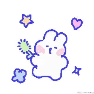 🥰 carino, coniglio, stelle, cuore, cartone animato telegram sticker
