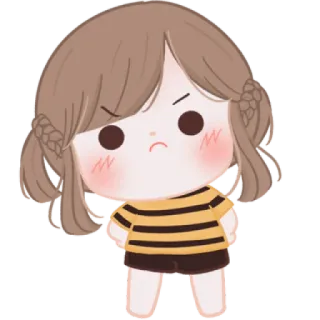 🧸 cartoon, cute, girl, angry, animation whatsapp sticker