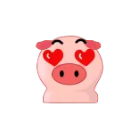 😍 porco, amor, olhos de coração, animal, fofo, desenho animado, afetuoso telegram sticker