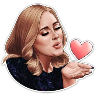 😘 Adele Адель, певица, сердце, поцелуй, воздушный поцелуй, женщина telegram sticker