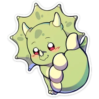 👍 트리케라톱스, 공룡, 귀여운, 카와이, 만화, 좋아요 telegram sticker