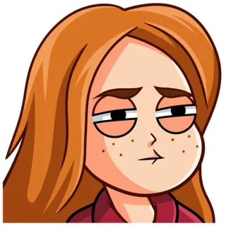 😑 cartoon, girl, woman, bored, red hair, freckles telegram sticker