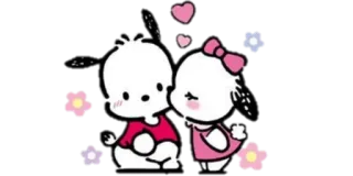 ▫️ Dibujos animados, Lindo, Pareja, Amor, Corazones, Adorable whatsapp sticker