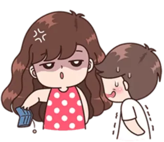💸 couple, en colère, relation, dessin animé, portefeuille, argent telegram sticker