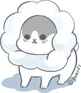 😐 animal, cute, dog, cloud, fluffy, kawaii, pet telegram sticker