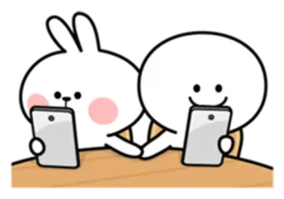 ❤ Мультик, Кролик, Телефон, Милый, Друзья, Цифровое устройство telegram sticker