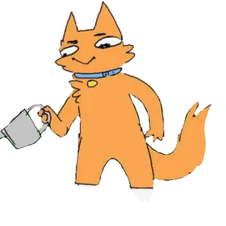 😀 Katze, Tier, Orange, Cartoon, Gießkanne telegram sticker