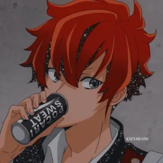 ⛸️ POCARI SWEAT Anime, rote Haare, trinken, Pocari Sweat, Getränk, männlich, Cartoon whatsapp sticker