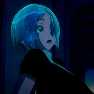 😰 Phosphophyllite Houseki no Kuni anime, phosphophyllite, houseki no kuni, character, blue hair, gem, looking up, surprised telegram sticker